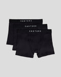 Drie zwarte Core boxers met elastische tailleband en Castore branding
