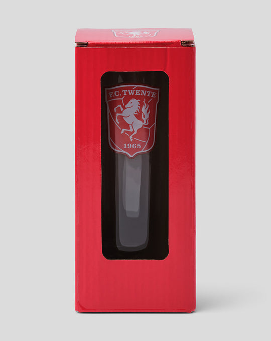 FC Twente longdrink glass 27 cl in a red gift box with a window showing the crest