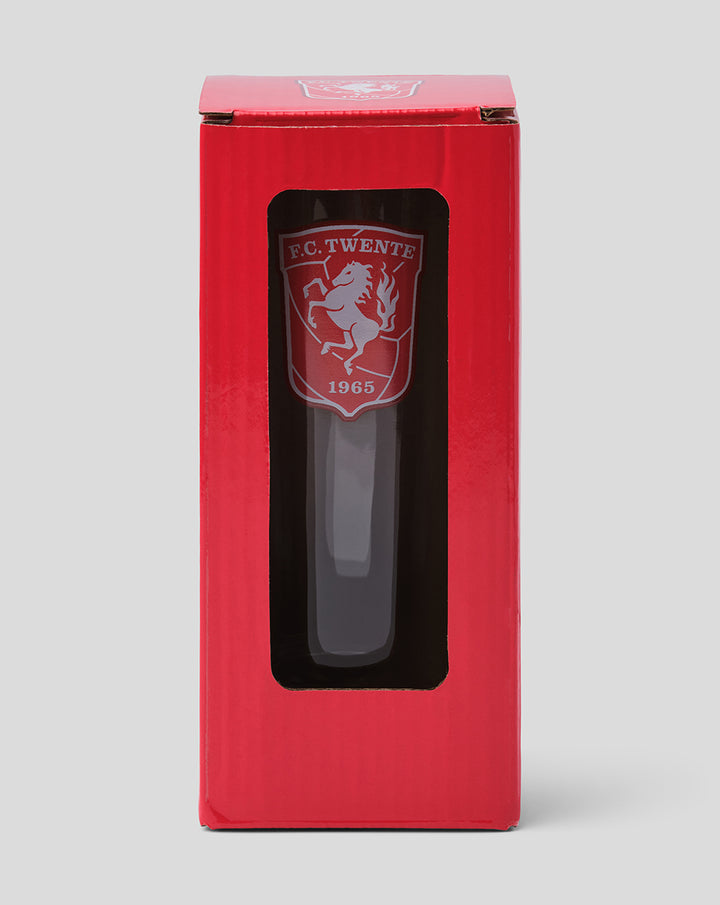 FC Twente longdrink glass 27 cl in a red gift box with a window showing the crest