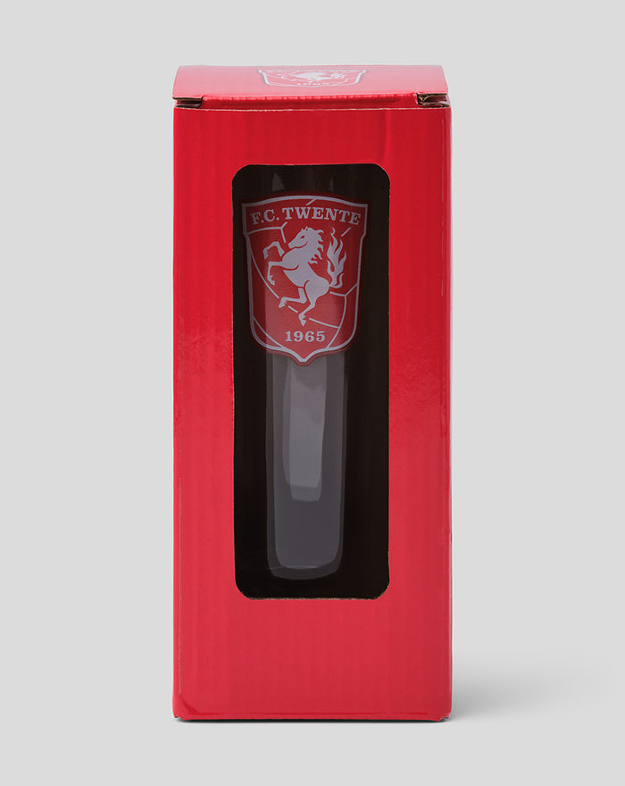 FC Twente longdrink glass 27 cl in a red gift box with a window showing the crest