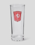 Close-up of FC Twente crest on clear longdrink glass