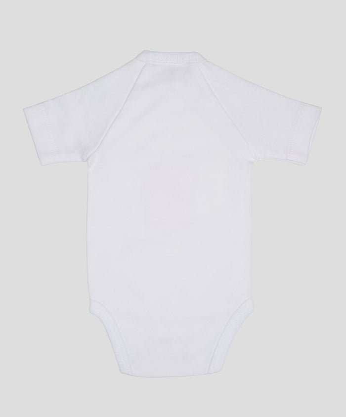 Back view of white FC Twente romper with short sleeves and ribbed neckline