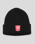 Adult black knitted beanie with a red FC Twente crest patch on the front