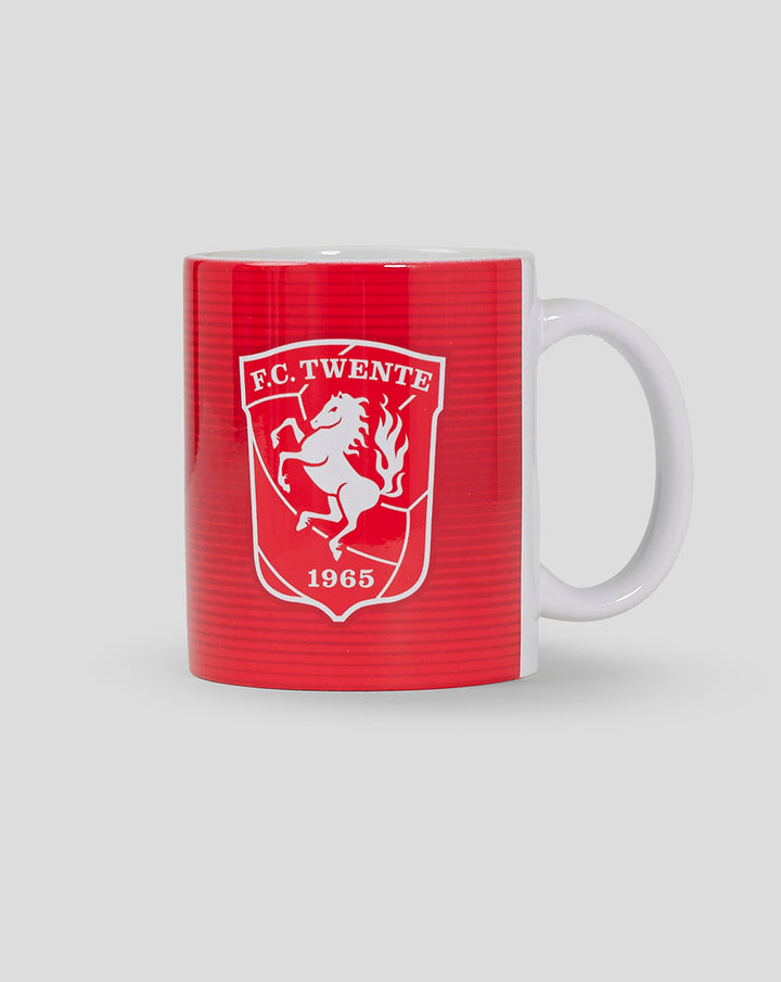 FC Twente mug with white body and red wrap featuring the club shield and 1965