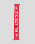Red FC Twente scarf with white YOU'LL NEVER WALK ALONE lettering and crest at the ends