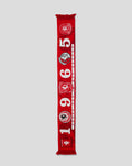 Red FC Twente scarf with white team crests and bold white numerals along its length