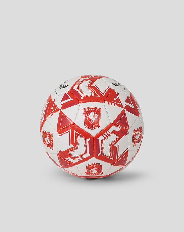 FC Twente football with red geometric pattern and crest on white background
