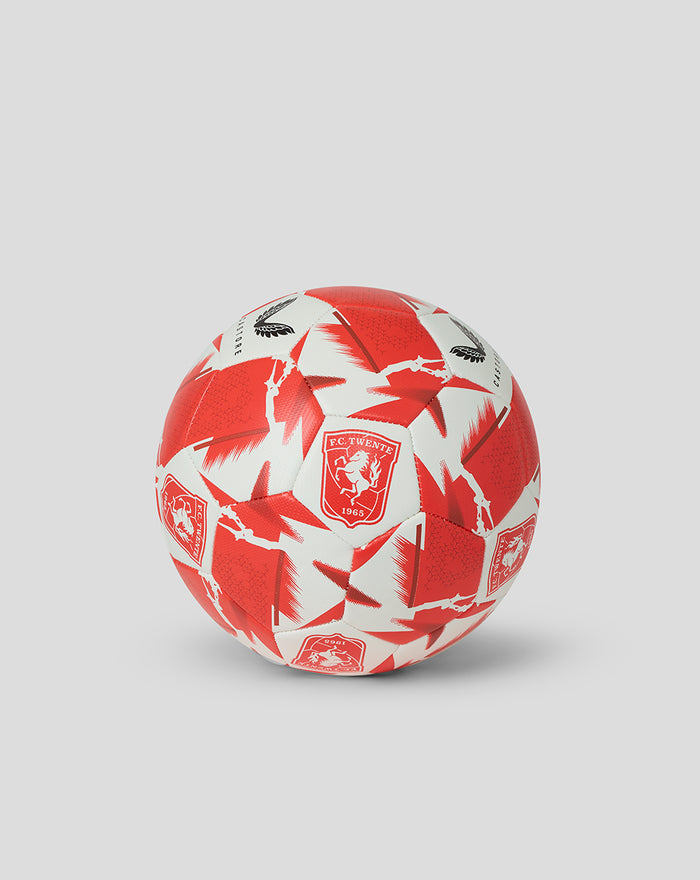 FC Twente Castore football size 5 with red and white geometric pattern and crest