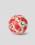Close up of FC Twente Castore football showing red white geometric pattern and crest