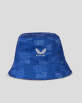 Blue FC Twente reversible bucket hat with dotted pattern and white Castore logo