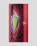 FC Twente stadium print towel with red and white stripes and crest