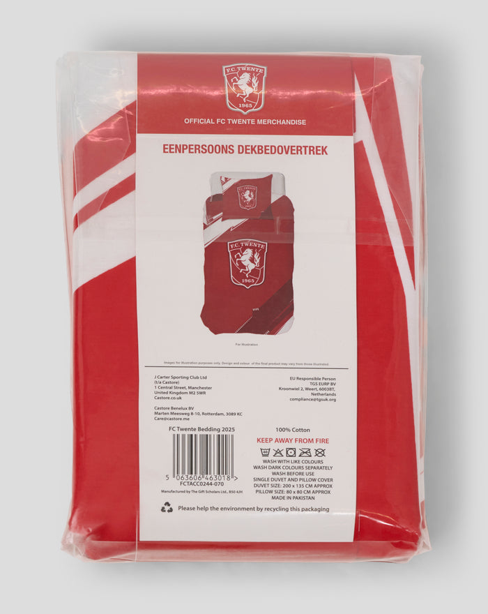 FC Twente single duvet cover packaging in red and white with club crest
