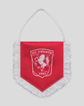 FC Twente red fabric pennant with crest and white braided fringe