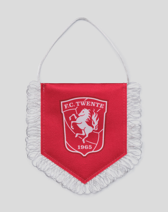 FC Twente red fabric pennant with crest and white braided fringe