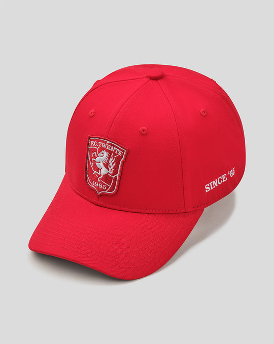 Red FC Twente cap with embroidered crest on the front and Since '65 text on the side