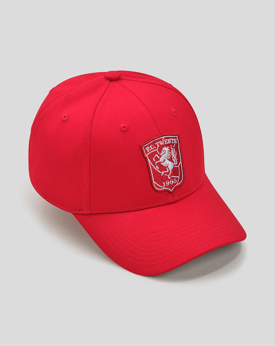 Red FC Twente crest cap with white embroidered crest on the front panel