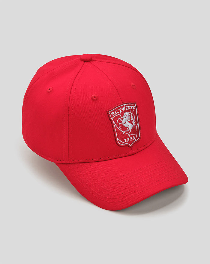 Red FC Twente crest cap with white embroidered crest on the front panel