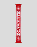 FC Twente red home scarf with bold white TWENTE lettering and club crest, fringed ends.