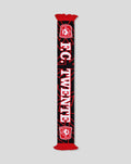 FC Twente Away 2026-2027 scarf with black background red pattern bold white TWENTE lettering and club crest at ends.