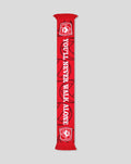 Red FC Twente scarf with vertical white YOU'LL NEVER WALK ALONE text and club crests at both ends