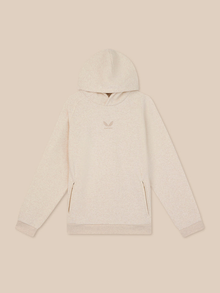 Beige Castore Adapt long sleeve fleece hoodie displayed on a neutral backdrop