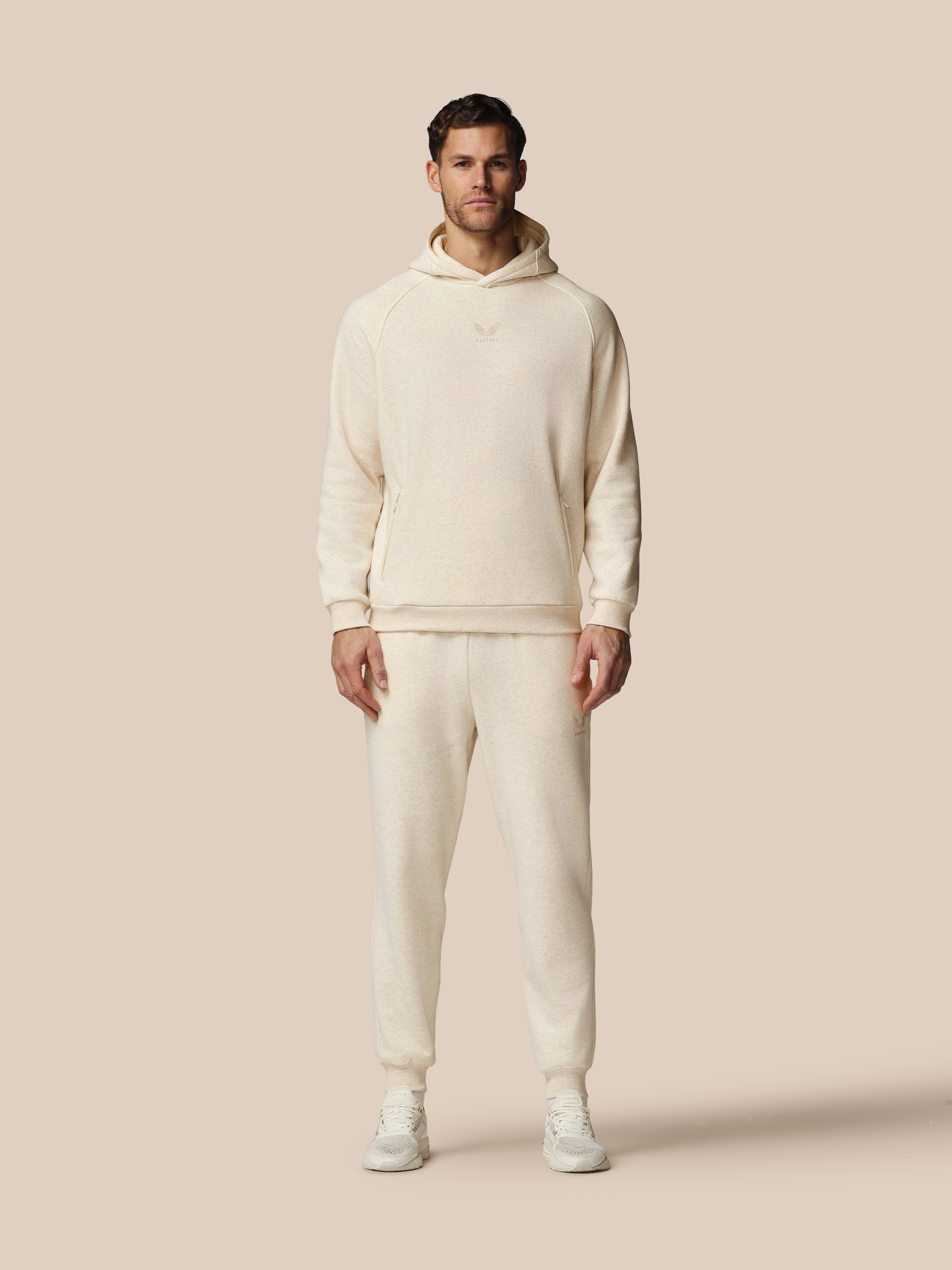 Heren Adapt Katoen Fleece Joggers - Oatmeal Marl