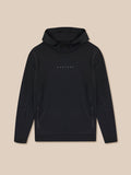 Front view of black Castore hoodie with hood and side zip pockets plus a centered Castore logo.