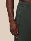 Close up of zippered side pocket on men's gunmetal Flex Joggers showing durable zipper and alignment