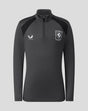 Front view of junior gunmetal FC Twente training midlayer top with club crest on left chest and Castore logo on right.