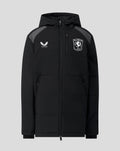 Black padded FC Twente training jacket with hood and club crest on the chest
