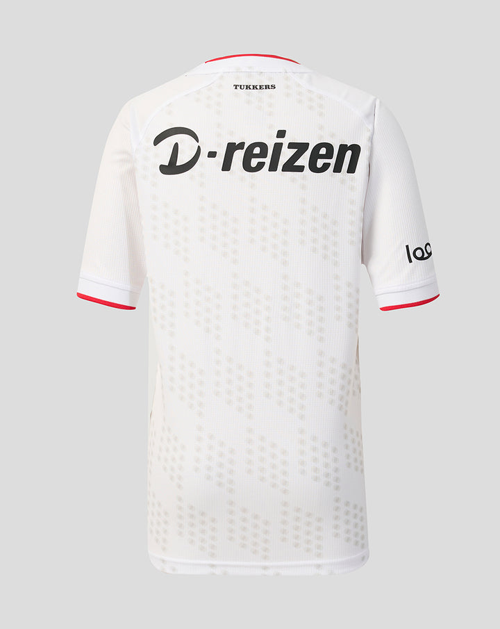 Achterkant van FC Twente Derde Shirt 26/27 Junior met D-reizen logo en subtiel dot patroon.
