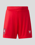 Red FC Twente home shorts with club crest on the left leg and Castore logo on the right