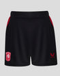 Front view of FC Twente 26/27 junior away shorts in black with team crest on left leg and Castore logo on right leg.