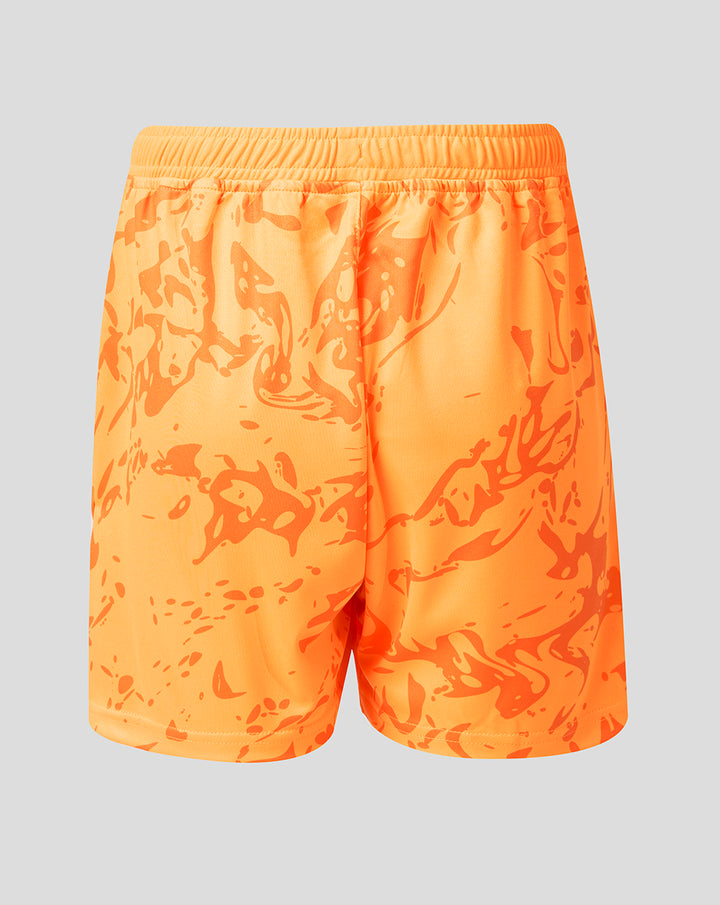FC Twente Keepershort voor junioren in fel oranje met camouflagepatroon en elastische tailleband