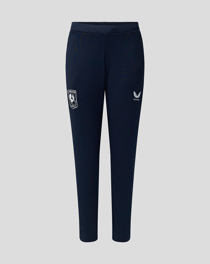 Navy FC Twente training pants with pockets and a club crest on the left thigh, front view