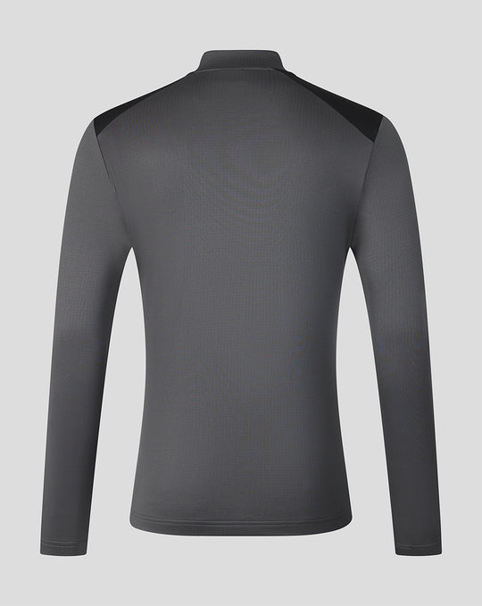 Back view of gray FC Twente training 26/27 Coaches Midlayer Top with darker shoulder panels and sleek silhouette