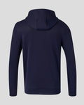 Back view of navy FC Twente Travel 26/27 Flex FZ Hoodie for men with hood.