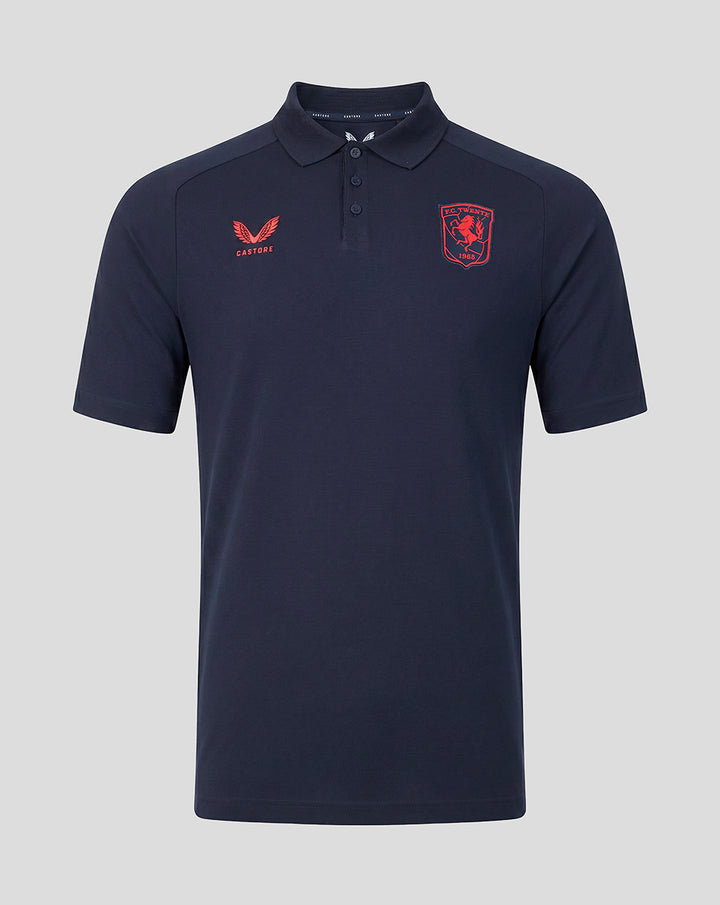 Navy FC Twente Travel polo shirt with club crest on left chest and Castore logo on right