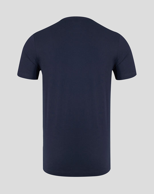 Back view of navy FC Twente Travel T-shirt for men with plain back and short sleeves.