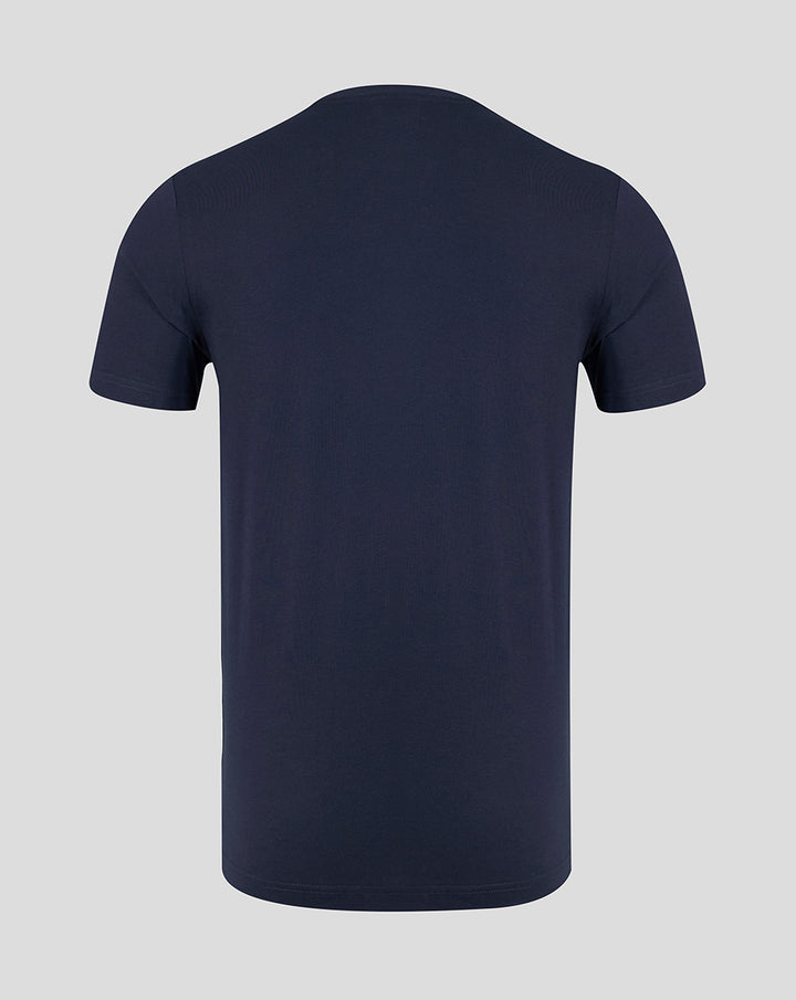 Back view of navy FC Twente Travel T-shirt for men with plain back and short sleeves.
