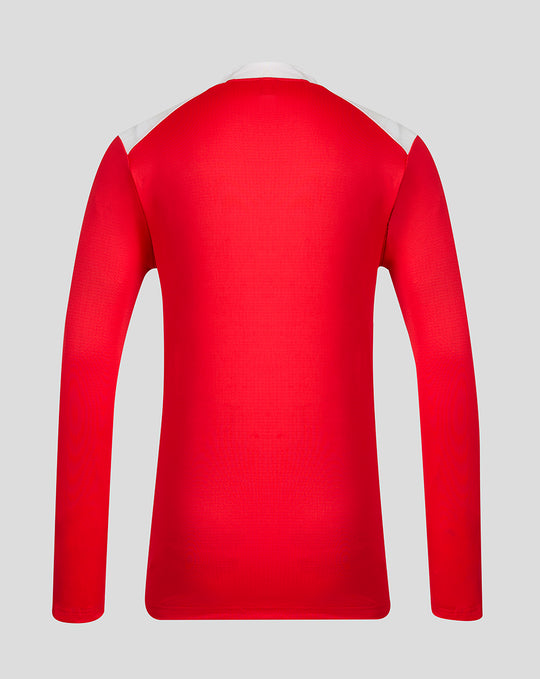 Back view of red FC Twente Matchday Midlayer Top for men with white shoulder panels