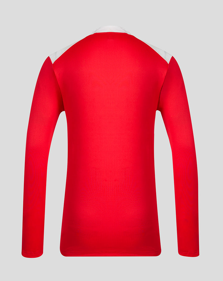 Back view of red FC Twente Matchday Midlayer Top for men with white shoulder panels