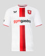 Wit FC Twente derde shirt met rode centrale strook en ggm gastro sponsor op de voorkant