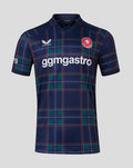 Front view of navy tartan FC Twente Vierde Shirt 26/27 with crest and ggmgastro across chest.