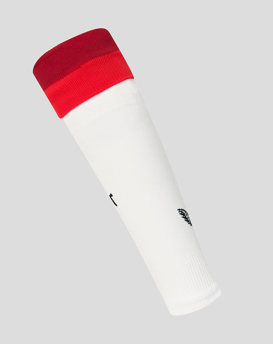 White FC Twente footless sock for adults with a red cuff and small logo