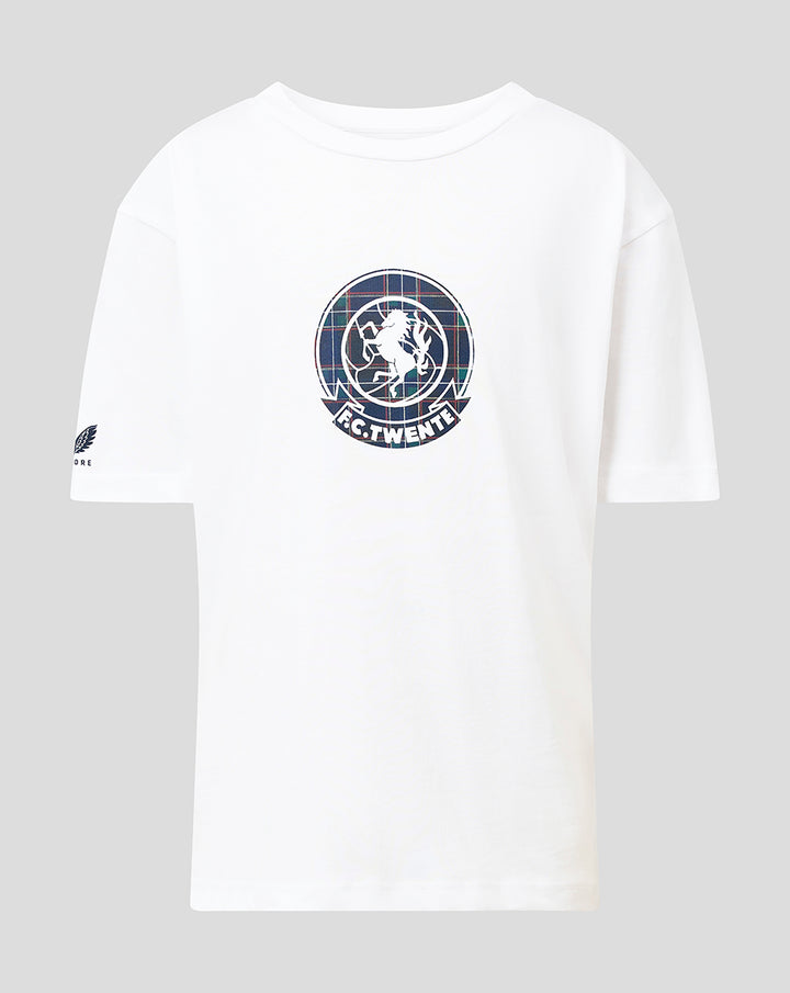 White FC Twente Vierde T-shirt junior with circular crest graphic on the chest