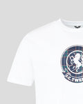 Front view of white FC Twente Fourth T-shirt with a large circular crest on the chest in a plaid pattern