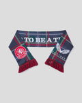 FC Twente Fourth scarf laid flat showing crest and wing emblem with tartan pattern and red fringes