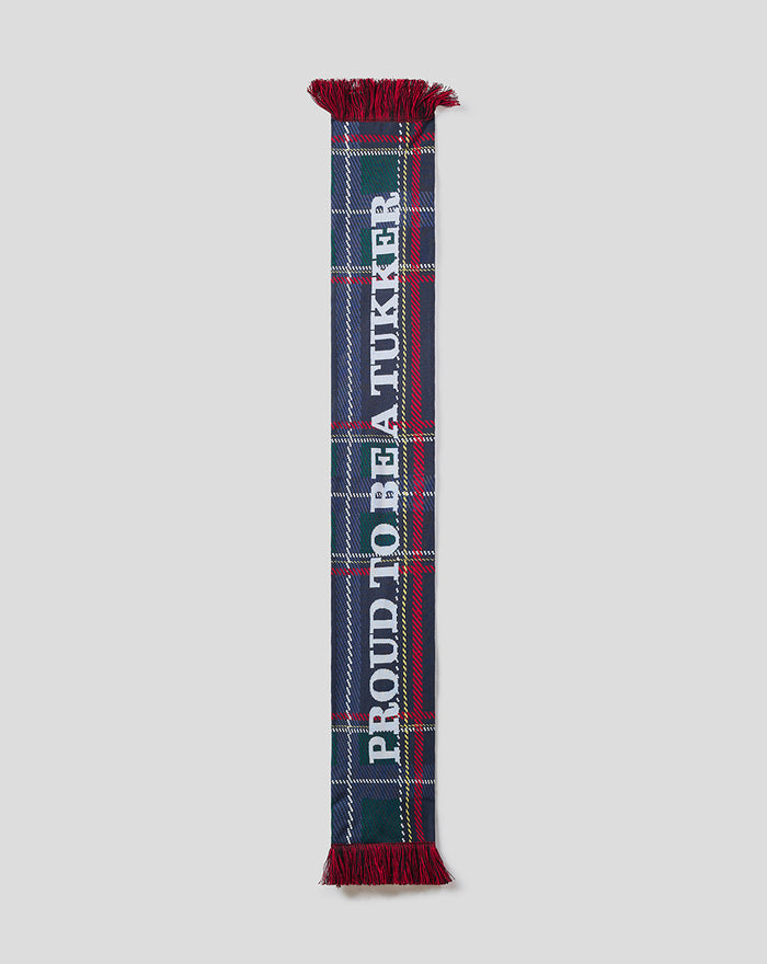 FC Twente Fourth scarf in tartan with red fringe and vertical lettering