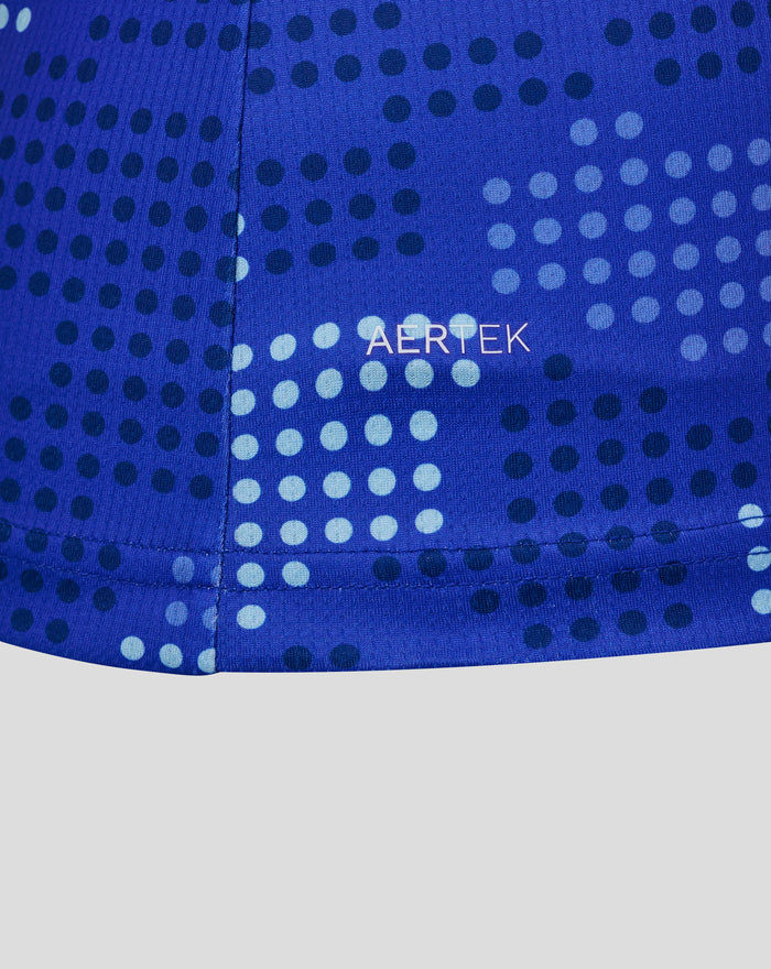 Lower front of FC Twente away shirt with dot pattern and AerTek branding